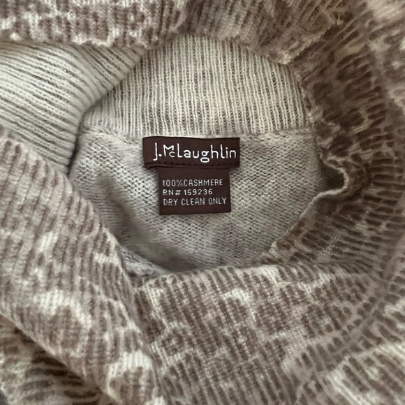 J. McLaughlin Cashmere Animal Print Poncho in Gray and Cream - Picture 2 of 6